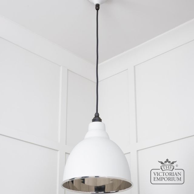 Brindle Pendant Light In Flock With Nickel Interior 49504f 3 L
