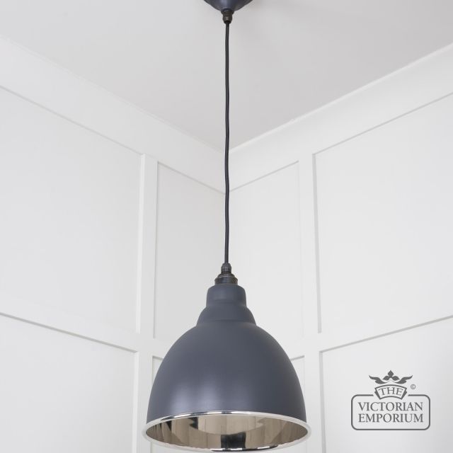 Brindle Pendant Light In Slate With Nickel Interior 49504sl 3 L