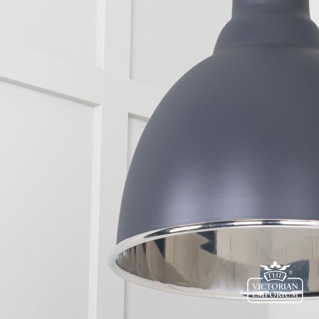 Brindle Pendant Light In Slate With Nickel Interior 49504sl 4 L