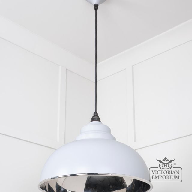 Harlow Pendant Light In Smooth Nickel With Birch Exterior 49505bi 3 L