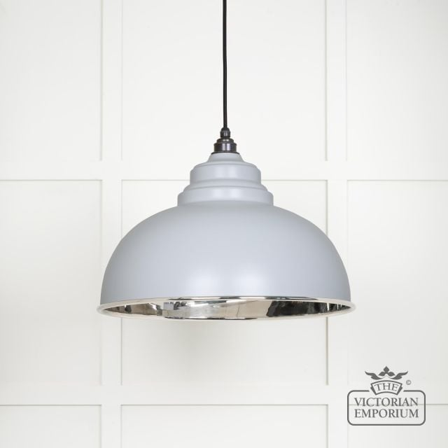 Harlow Pendant Light In Smooth Nickel With Birch Exterior 49505bi Main L