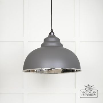 Harlow Pendant Light In Smooth Nickel With Bluff Exterior 49505bl 1 L