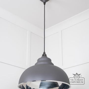 Harlow Pendant Light In Smooth Nickel With Bluff Exterior 49505bl 2 L