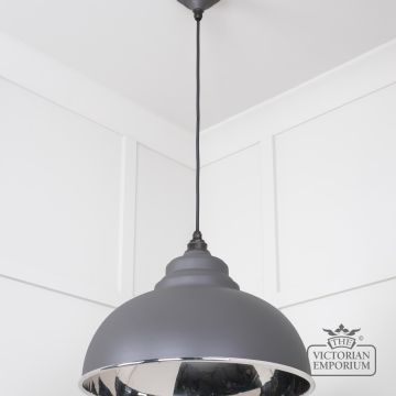 Harlow Pendant Light In Smooth Nickel With Bluff Exterior 49505bl 3 L