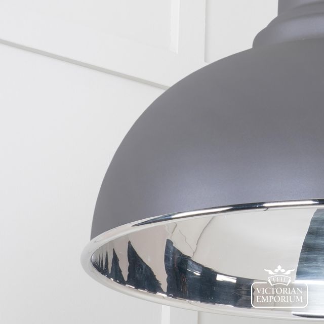 Harlow Pendant Light In Smooth Nickel With Bluff Exterior 49505bl 4 L