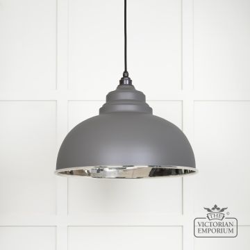Harlow Pendant Light In Smooth Nickel With Bluff Exterior 49505bl Main L