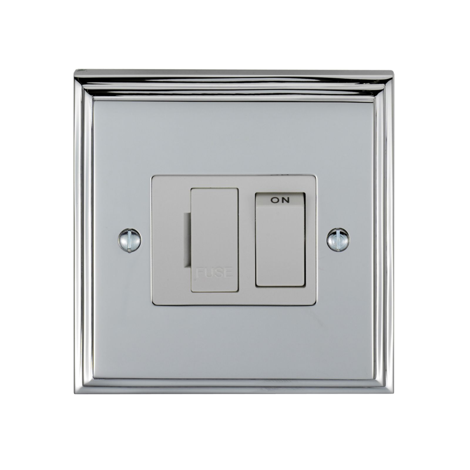 Stepped 13amp Switched Fuse Spur - brass, chrome or satin chrome finishes