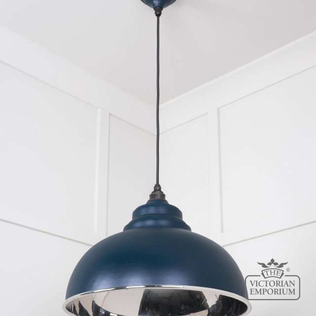 Harlow Pendant Light In Smooth Nickel With Dusk Exterior 49505du 3 L
