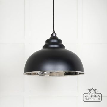 Harlow Pendant Light In Smooth Nickel With Black Exterior 49505eb 1 L