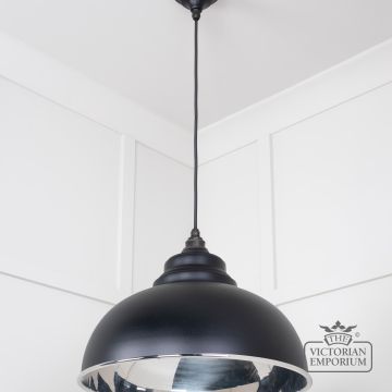 Harlow Pendant Light In Smooth Nickel With Black Exterior 49505eb 2 L