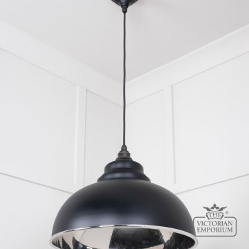 Harlow Pendant Light In Smooth Nickel With Black Exterior 49505eb 3 L