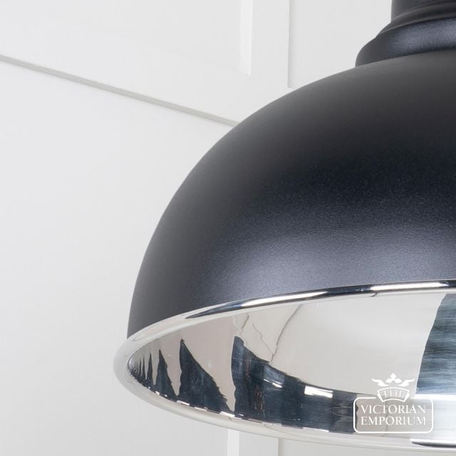 Harlow Pendant Light In Smooth Nickel With Black Exterior 49505eb 4 L