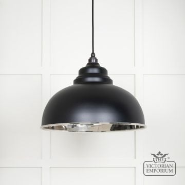 Harlow Pendant Light In Smooth Nickel With Black Exterior 49505eb Main L