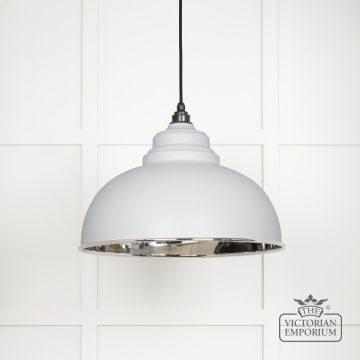 Harlow Pendant Light In Smooth Nickel With Flock Exterior 49505f 1 L