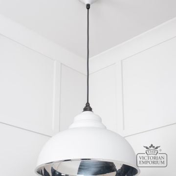 Harlow Pendant Light In Smooth Nickel With Flock Exterior 49505f 2 L
