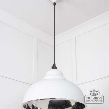 Harlow Pendant Light In Smooth Nickel With Flock Exterior 49505f 3 L