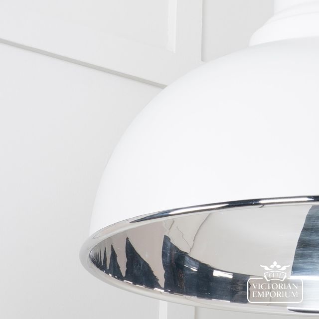 Harlow Pendant Light In Smooth Nickel With Flock Exterior 49505f 4 L