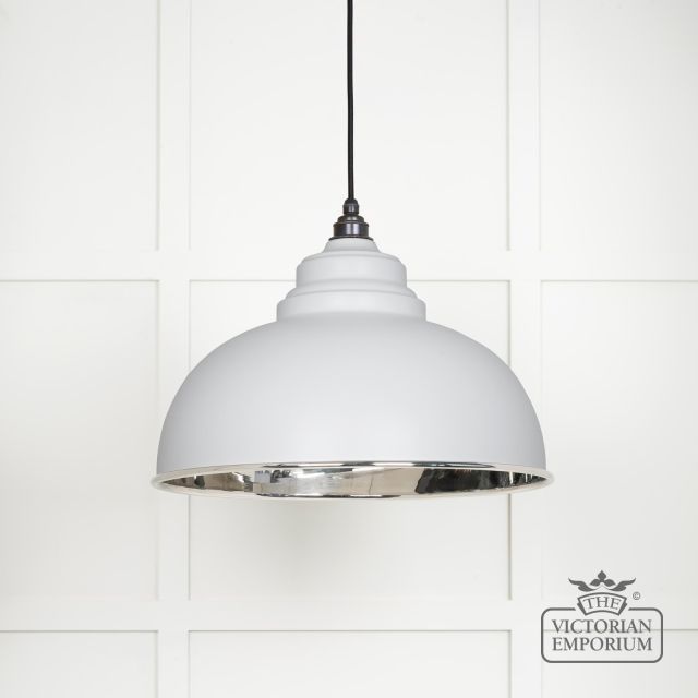 Harlow Pendant Light In Smooth Nickel With Flock Exterior 49505f Main L