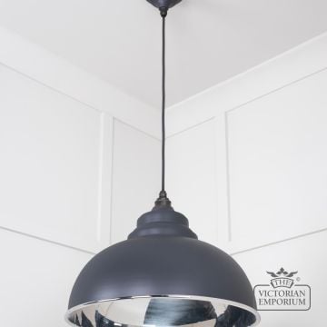 Harlow Pendant Light In Smooth Nickel With Slate Exterior 49505sl 2 L