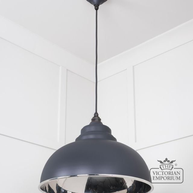 Harlow Pendant Light In Smooth Nickel With Slate Exterior 49505sl 3 L