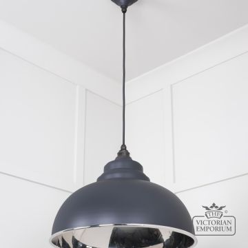 Harlow Pendant Light In Smooth Nickel With Slate Exterior 49505sl 3 L
