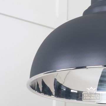 Harlow Pendant Light In Smooth Nickel With Slate Exterior 49505sl 4 L