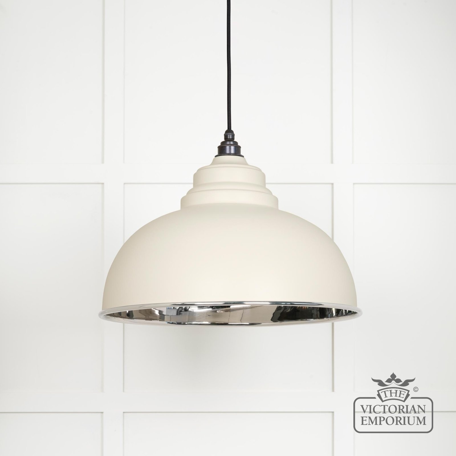 Harlow Pendant Light in Smooth Nickel with Teasel Exterior