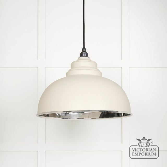 Harlow Pendant Light In Smooth Nickel With Teasel Exterior 49505te Main L