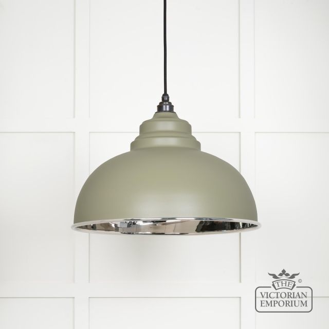 Harlow Pendant Light in Smooth Nickel with Tump Exterior