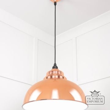 Harlow Pendant Light In Smooth Copper With White Gloss Interior 49508 2 L
