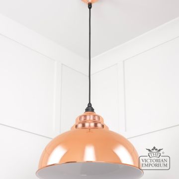 Harlow Pendant Light In Smooth Copper With White Gloss Interior 49508 3 L