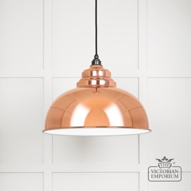 Harlow Pendant Light In Smooth Copper With White Gloss Interior 49508 Main L