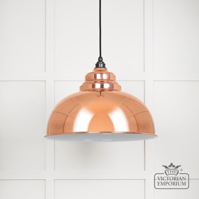 Harlow Pendant Light in Smooth Copper with White Gloss Interior