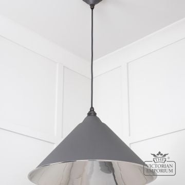 Hockliffe Pendant Light In Smooth Nickel And Bluff Exterior 49506bl 3 L