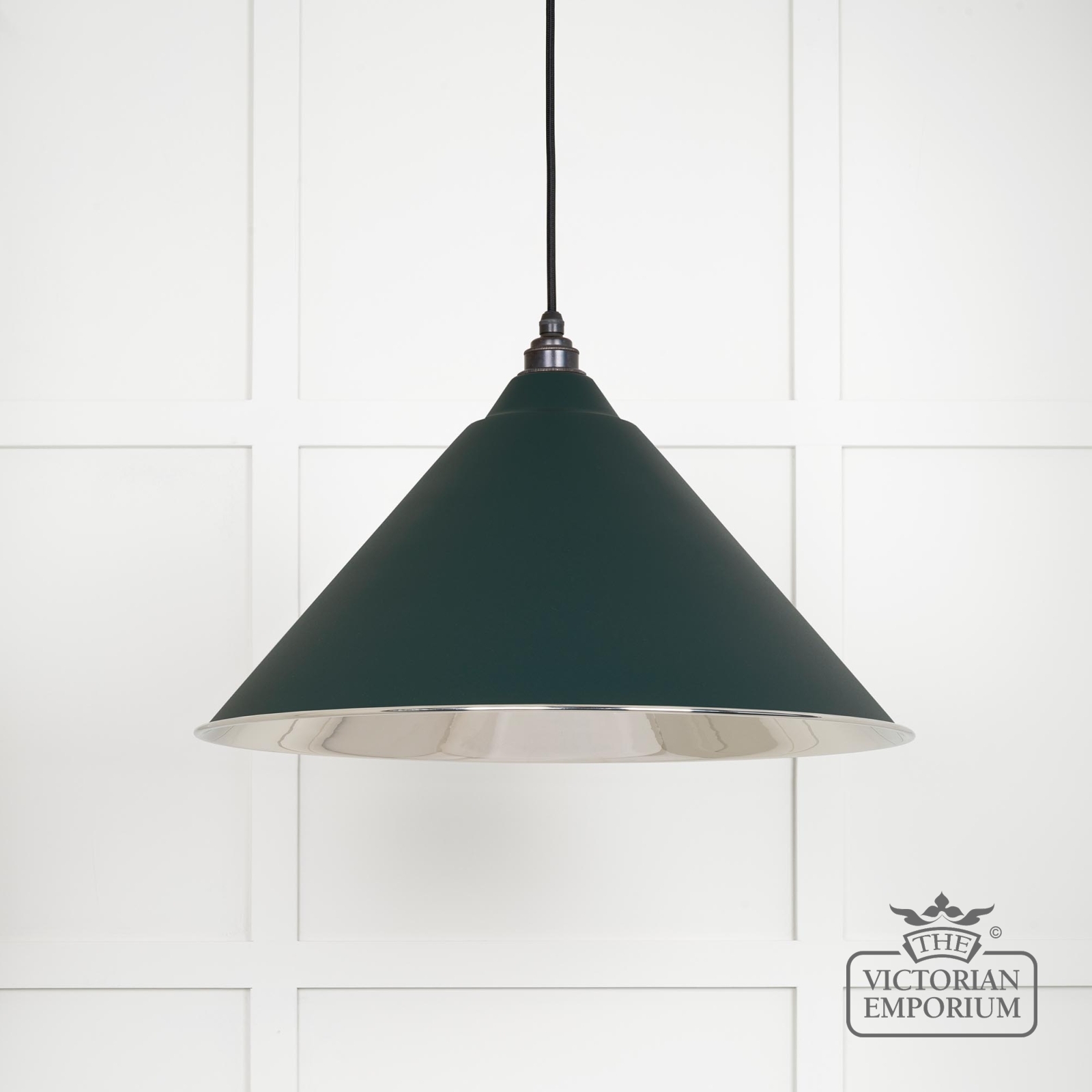 Hockliffe Pendant Light in Smooth Nickel and Dingle Exterior