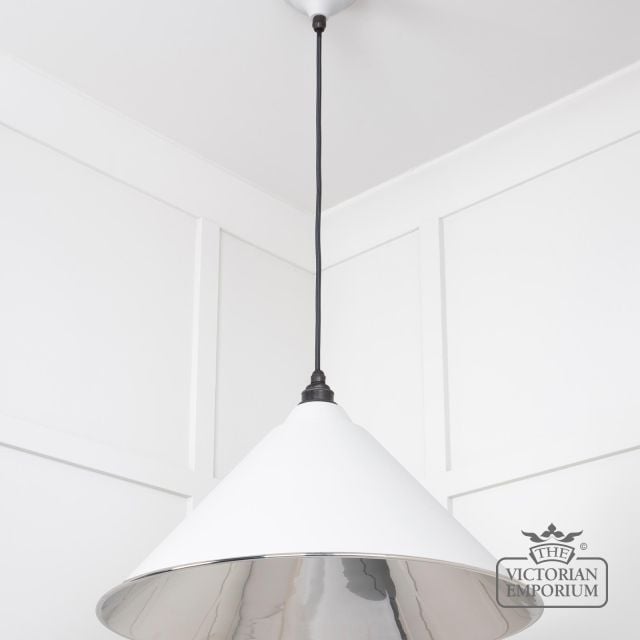 Hockliffe Pendant Light In Smooth Nickel And Flock Exterior 49506f 3 L
