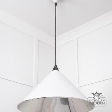 Hockliffe Pendant Light In Smooth Nickel And Flock Exterior 49506f 3 L