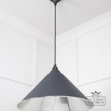Hockliffe Pendant Light In Smooth Nickel And Slate Exterior 49506sl 2 L