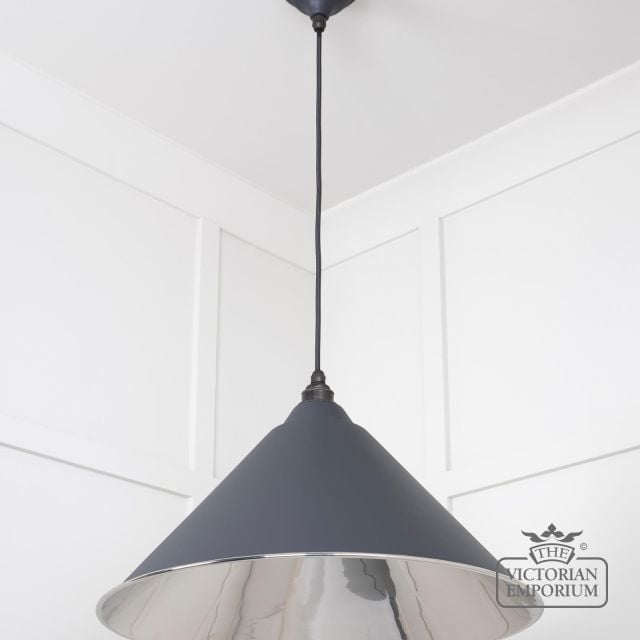 Hockliffe Pendant Light In Smooth Nickel And Slate Exterior 49506sl 3 L