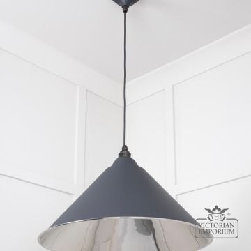 Hockliffe Pendant Light In Smooth Nickel And Slate Exterior 49506sl 3 L
