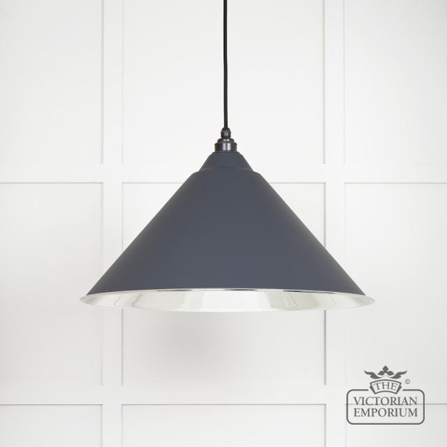 Hockliffe Pendant Light In Smooth Nickel And Slate Exterior 49506sl Main L