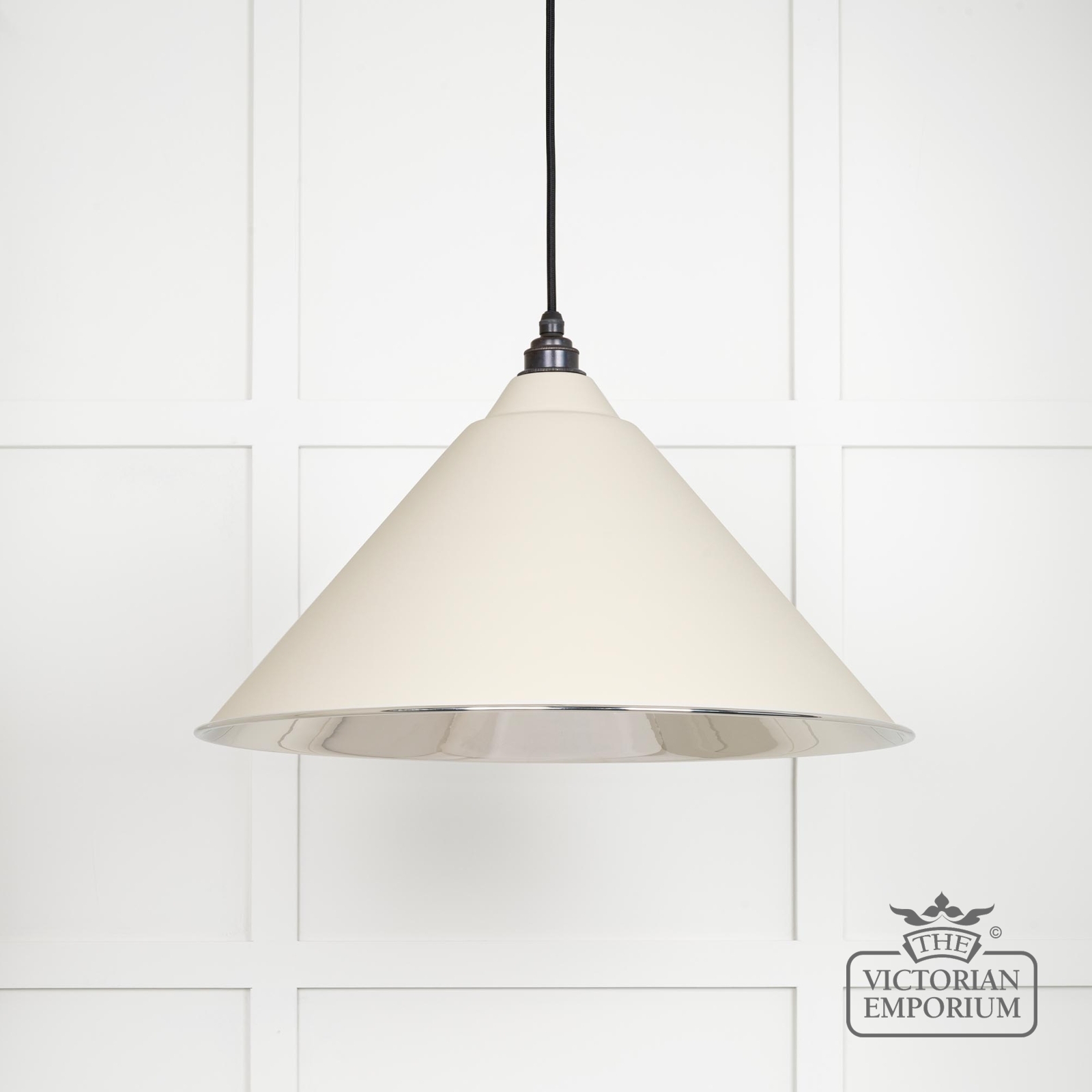 Hockliffe Pendant Light in Smooth Nickel and Teasel Exterior