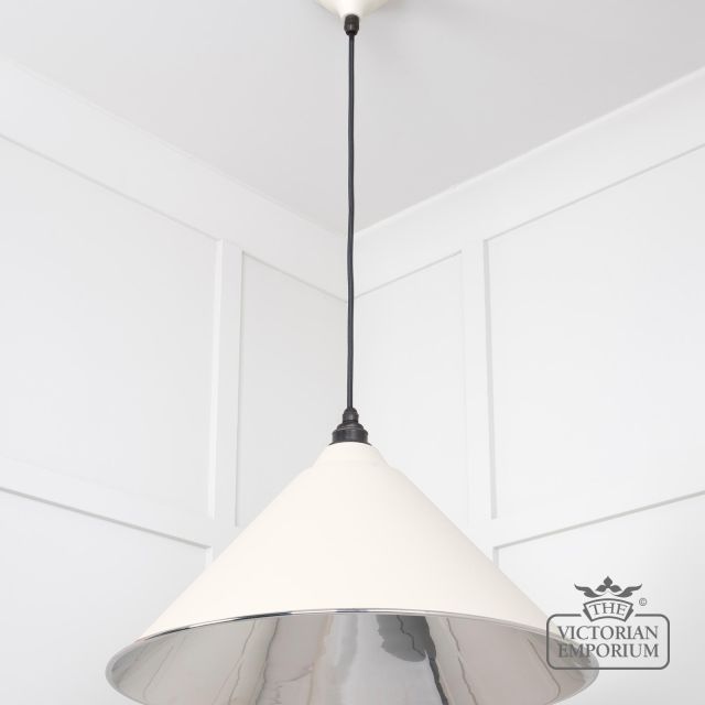 Hockliffe Pendant Light In Smooth Nickel And Teasel Exterior 49506te 3 L