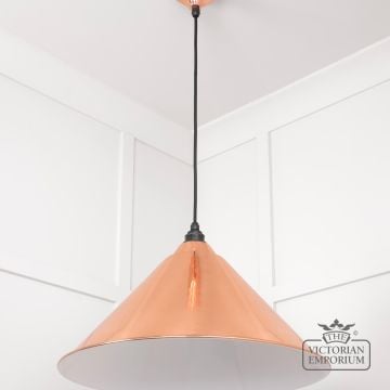 Hockliffe Pendant Light In Smooth Copper And White Gloss Interior 49510 3 L