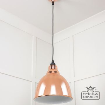 Brindle Pendant Light In Smooth Copper With White Gloss Interior 49507 3 L