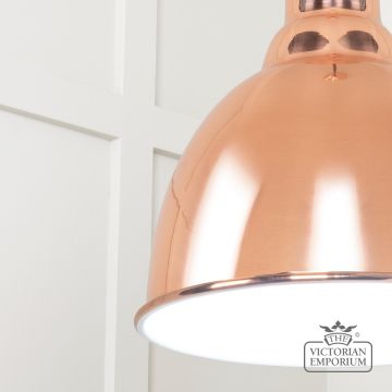 Brindle Pendant Light In Smooth Copper With White Gloss Interior 49507 4 L