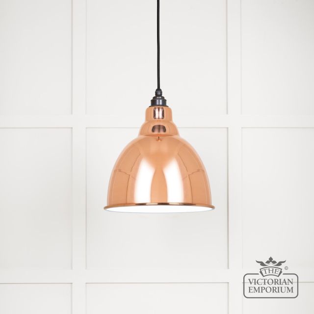 Brindle Pendant Light In Smooth Copper With White Gloss Interior 49507 Main L