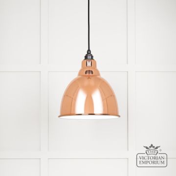Brindle Pendant Light In Smooth Copper With White Gloss Interior 49507 Main L