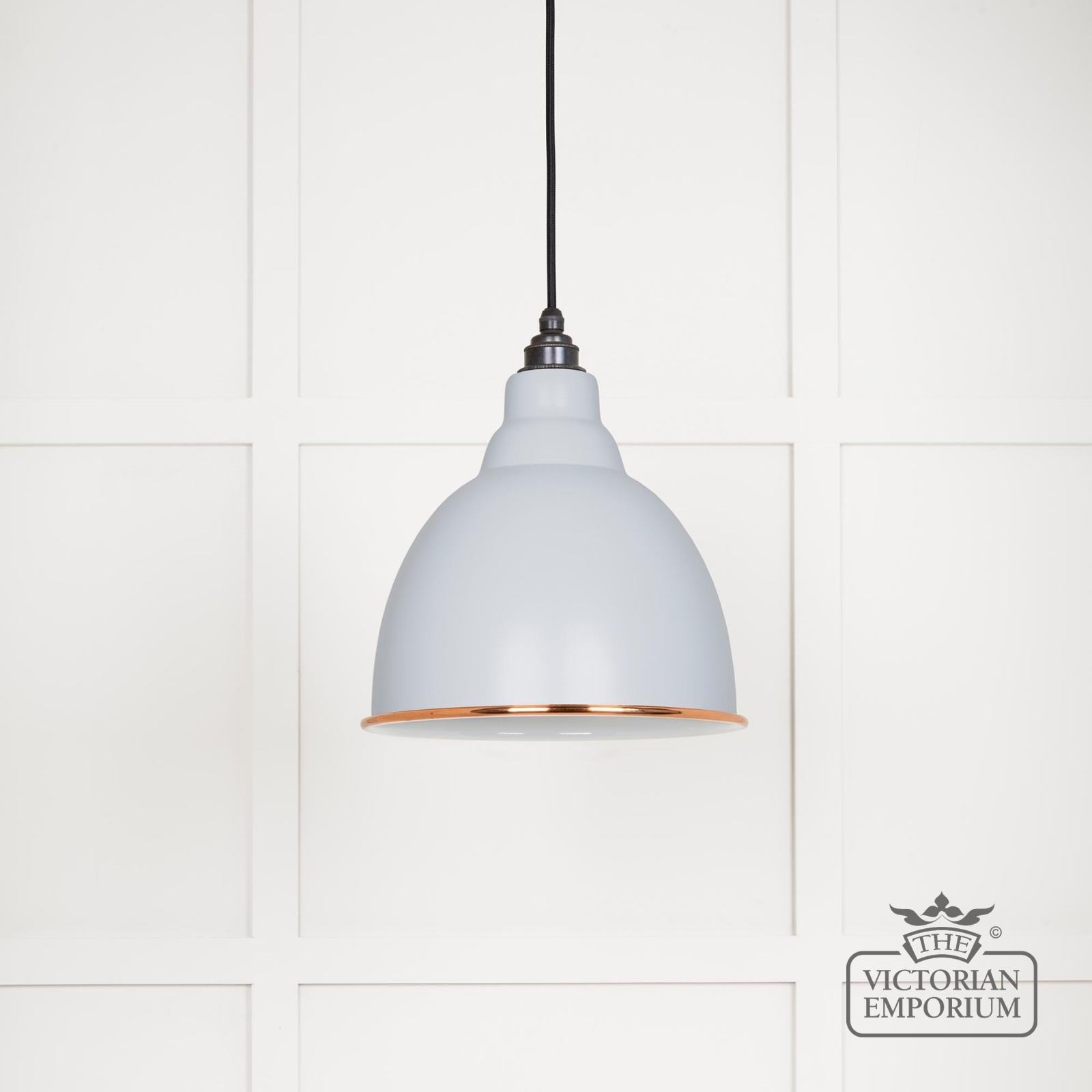 Brindle pendant light in Birch with white gloss interior