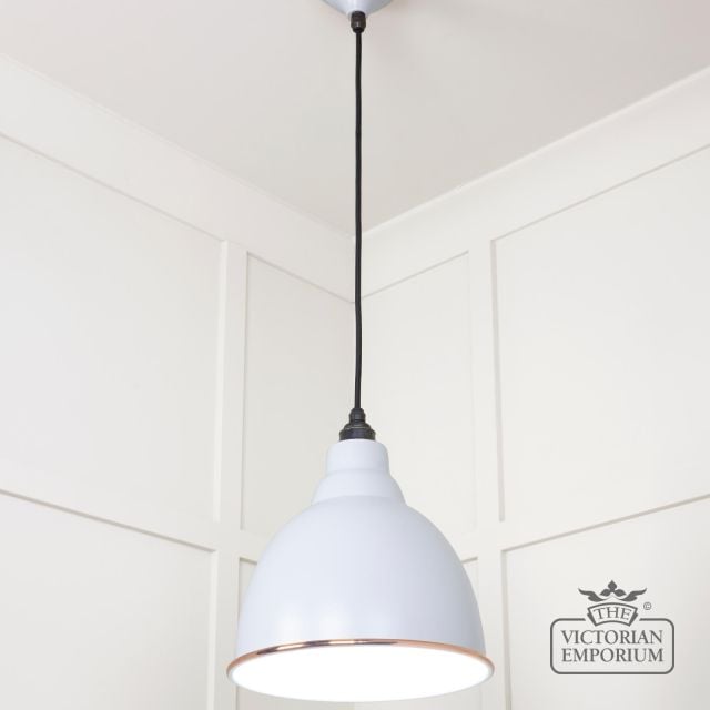 Brindle Pendant Light In Birch With White Gloss Interior 49507bi 2 L